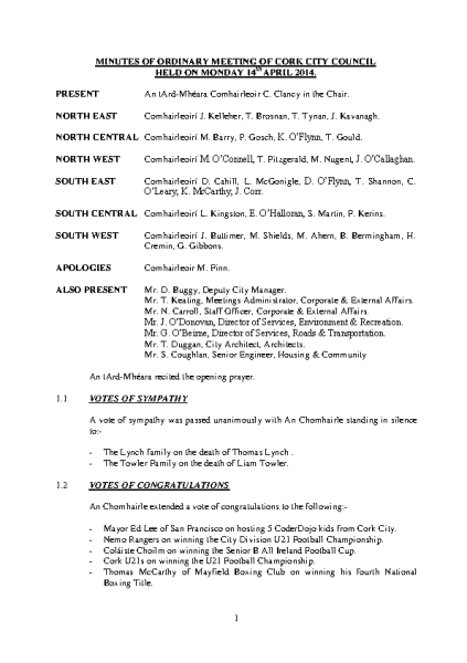 2014-04-14 - Minutes - Council Meeting front page preview
                              