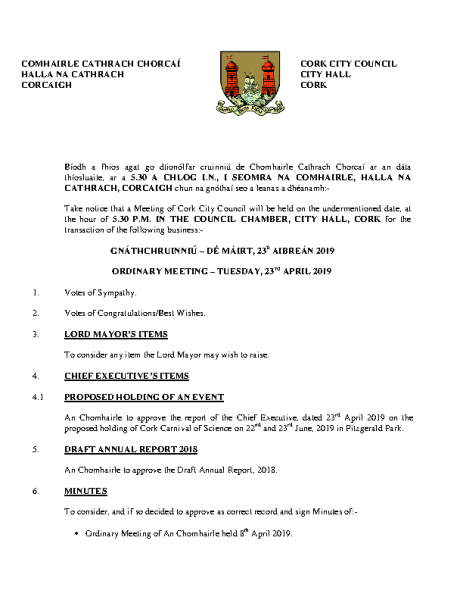 2019-04-23 - Agenda - Council Meeting front page preview
                              