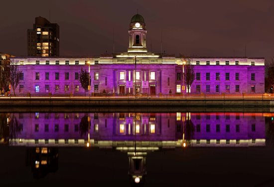 City Hall in purple