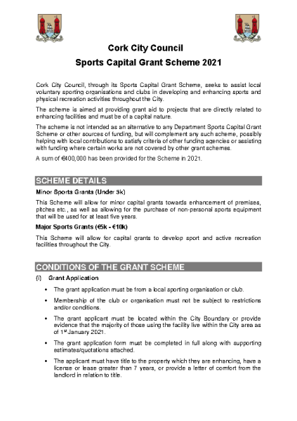 Sports Capital Grant Scheme 2021 Information front page preview
                              