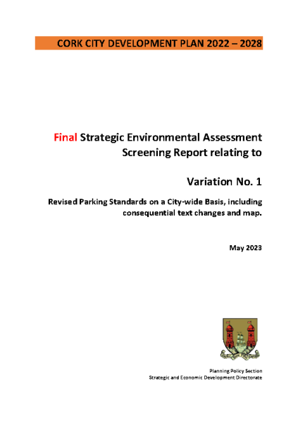 SEA Screening Report relating to Variation No 1 of the CCDP 2022-2028 front page preview
                              