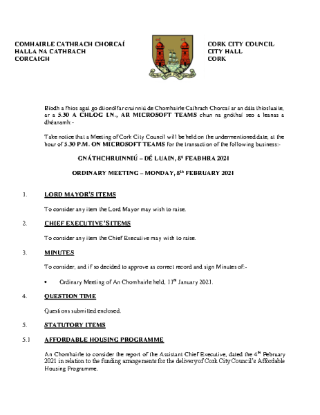 08-02-2021 - Agenda - Council Meeting front page preview
                              