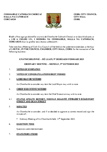 09-10-2023 - Agenda - Council Meeting front page preview
                              