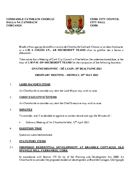 10-05-2021 - Agenda - Council Meeting front page preview
                              