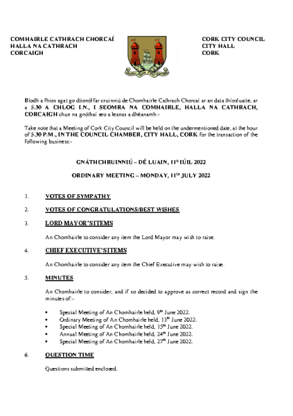 11-07-22 - Agenda - Council Meeting front page preview
                              