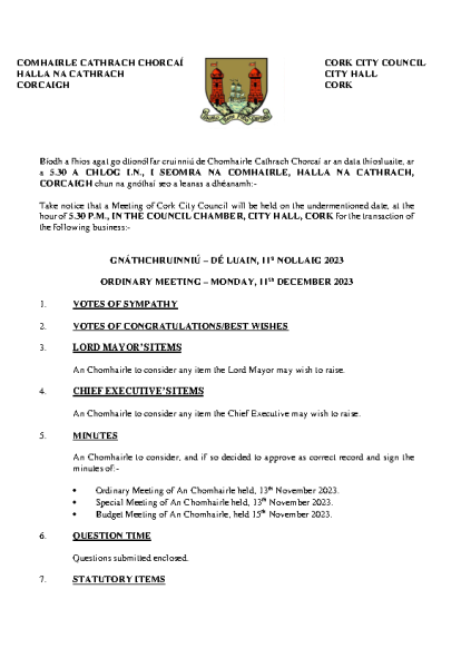 11-12-2023 - Agenda - Council Meeting front page preview
                              
