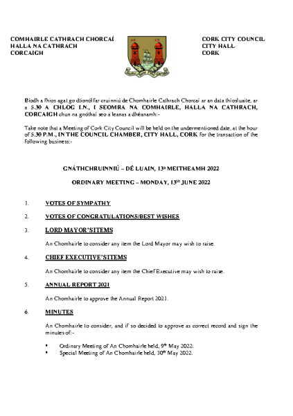 13-06-2022 - Agenda - Council Meeting front page preview
                              