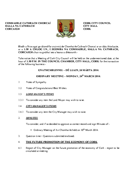 2014-03-24 - Agenda - Council Meeting front page preview
                              