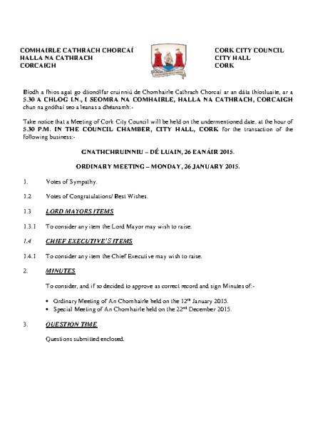 2015-01-26 - Agenda - Council Meeting front page preview
                              