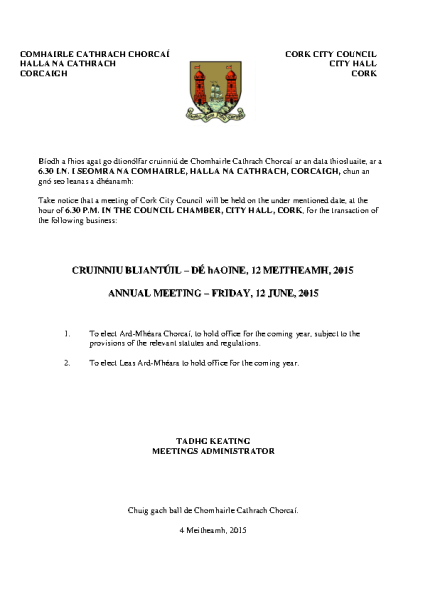 2015-06-12 - Agenda - Annual Meeting front page preview
                              