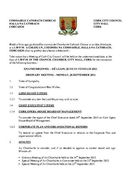 2015-09-28 - Agenda - Council Meeting front page preview
                              