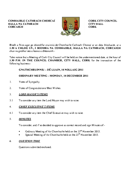 2015-12-14 - Agenda - Council Meeting front page preview
                              