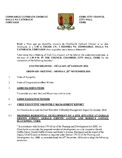 2016-11-28 - Agenda - Council Meeting front page preview
                              