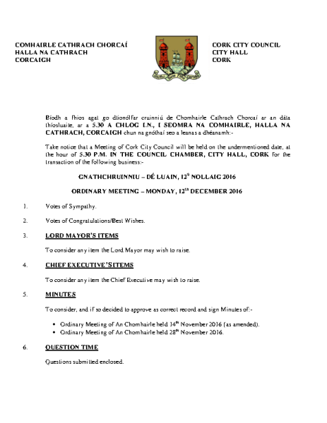 2016-12-12 - Agenda - Council Meeting front page preview
                              