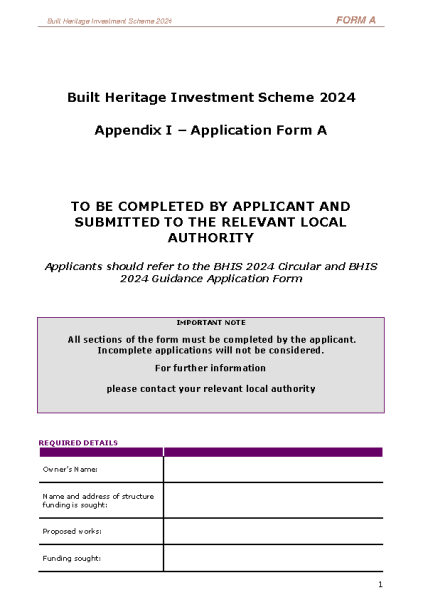 BHIS 2024 Guidance Application Form front page preview
                              