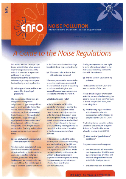 ENFO---A-Guide-to-the-Noise-Regulations front page preview
                              