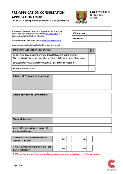 Pre Planning Consultation Form front page preview
                              