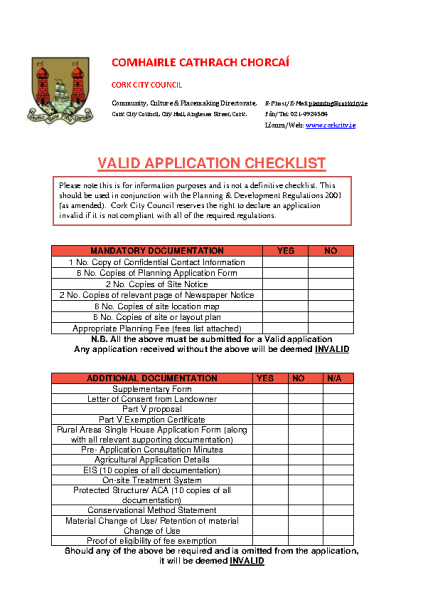 Valid Application Checklist front page preview
                              