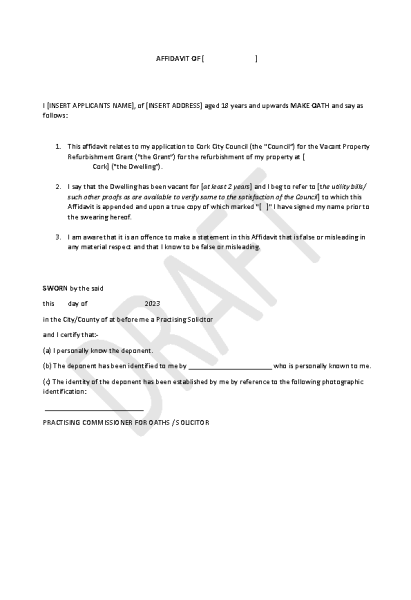 Sample Law Draft Affidavit front page preview
                              