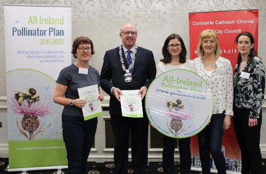 Niamh Twomey, Heritage Officer, Cork City Council; Deputy Mayor Cllr Joe Kavanagh; Prof Jane Stout, Trinity College Dublin; Juanita Browne, Project Officer, All-Ireland Pollinator Plan; and Dr Una Fitzpatrick, National Biodiversity Data Centre