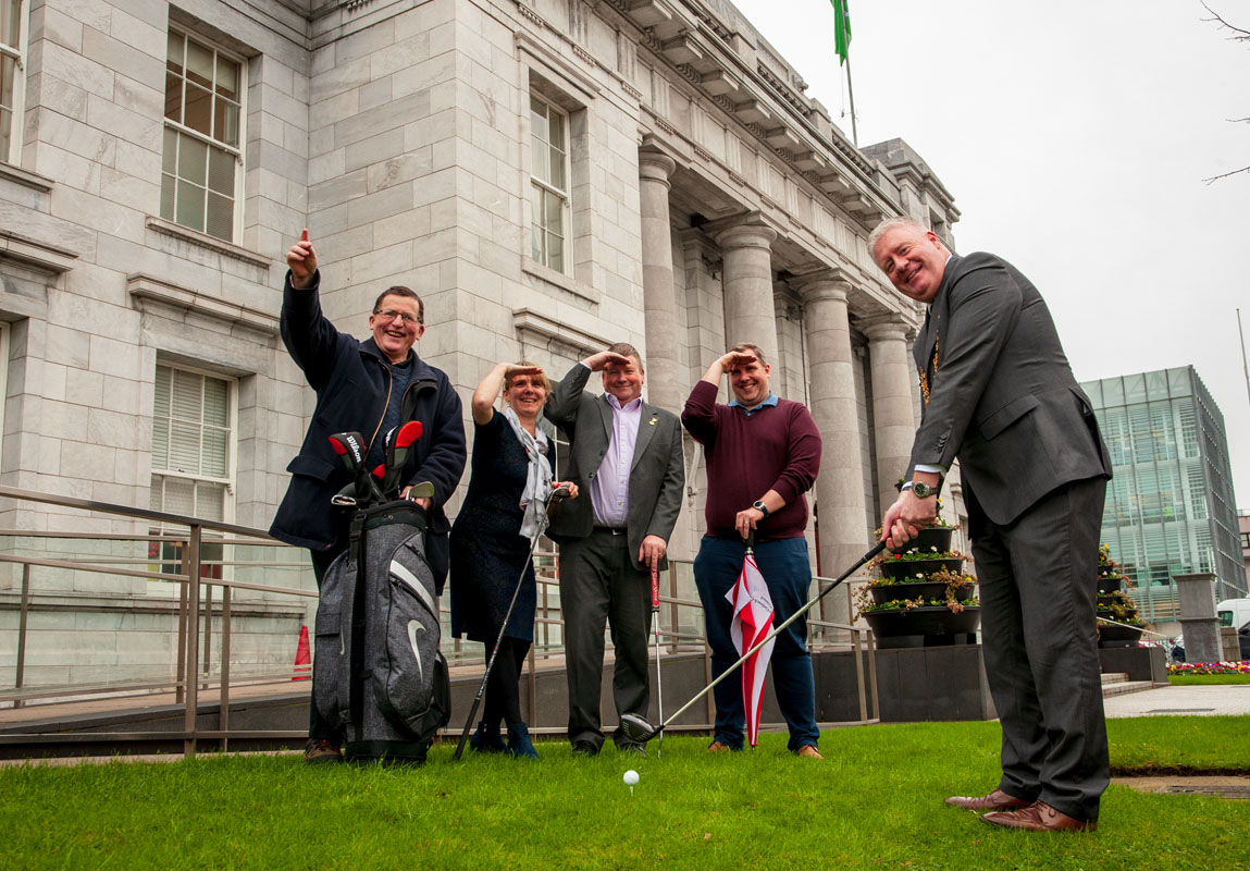 (L-R): Br Ben Cusack, Nuala Stewart (Cork City Council), Dan Cronin (the Lord Mayor’s Golf Classic Committee), Stephen Lee (Cork City Council), and Lord Mayor Cllr. Mick Finn.