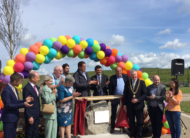 Tramore Valley Park launch with Cork City Council staff, councillors, the Lord Mayor, and Rob Heffernan