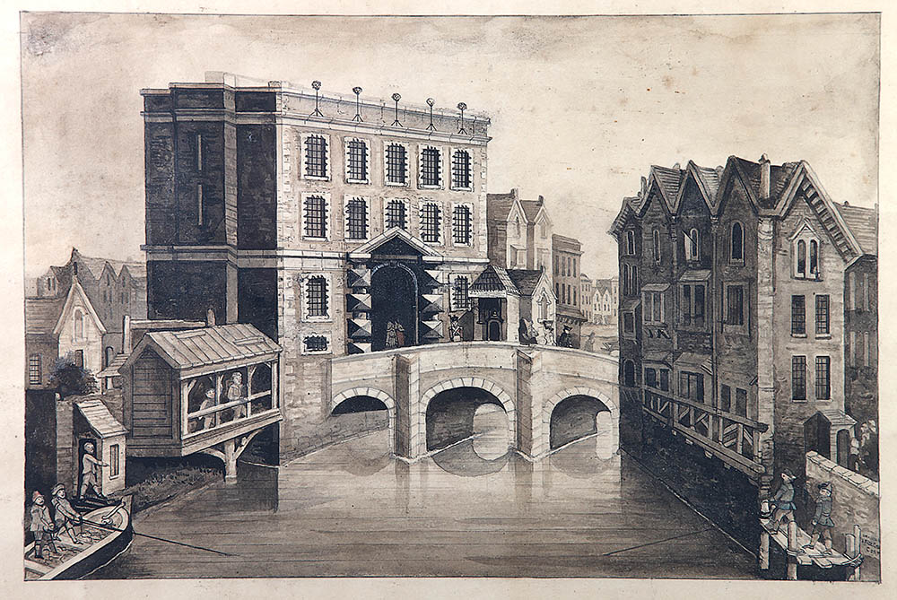 1945.74B-Drawing-Pencil-Watercolour-John-Fitzgerald-South-Gate-and-Bridge-from-Elizabeth-Fort