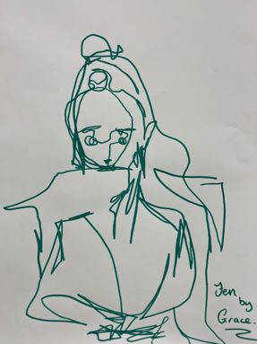 Abstract line drawing of Jennifer Horgan by Grace Haynes