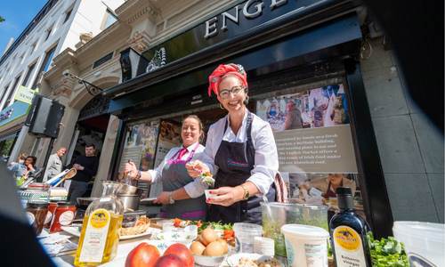 Cooking Demo with Orla McAndrew outside the English Market as part of Cork on a Fork Festival
