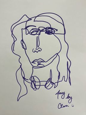 Abstract line portrait of Amy McNamara by Clara Scullion