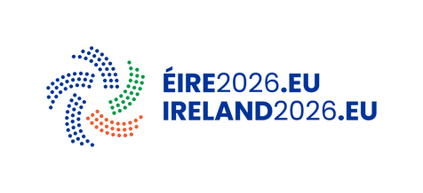 Logo blue, green and red representing Ireland's Presidency of the Council of the European Union