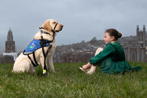 Guide Dog with seated girl, Bell's Field