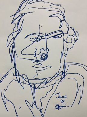 Abstract drawing of Julie Forrester by Dominic Campbell