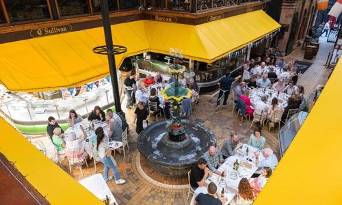 View looking down on the English Market from Farmgate Restaurant