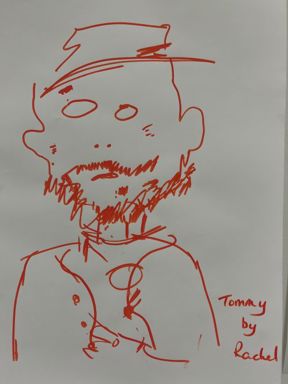 Abstract drawing of Tommy Lysaght by Rachel Lartey