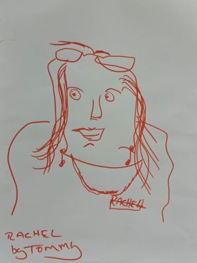 Abstract drawing of Rachel Lartey by Tommy Lysaght