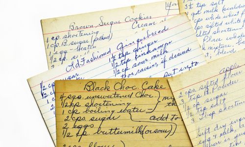 Pages with recipes written in Biro